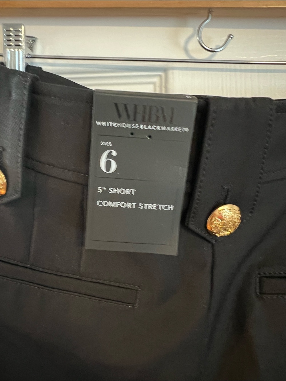 White House Black Market Black Shorts with Gold Button Accents - Picture 3 of 9